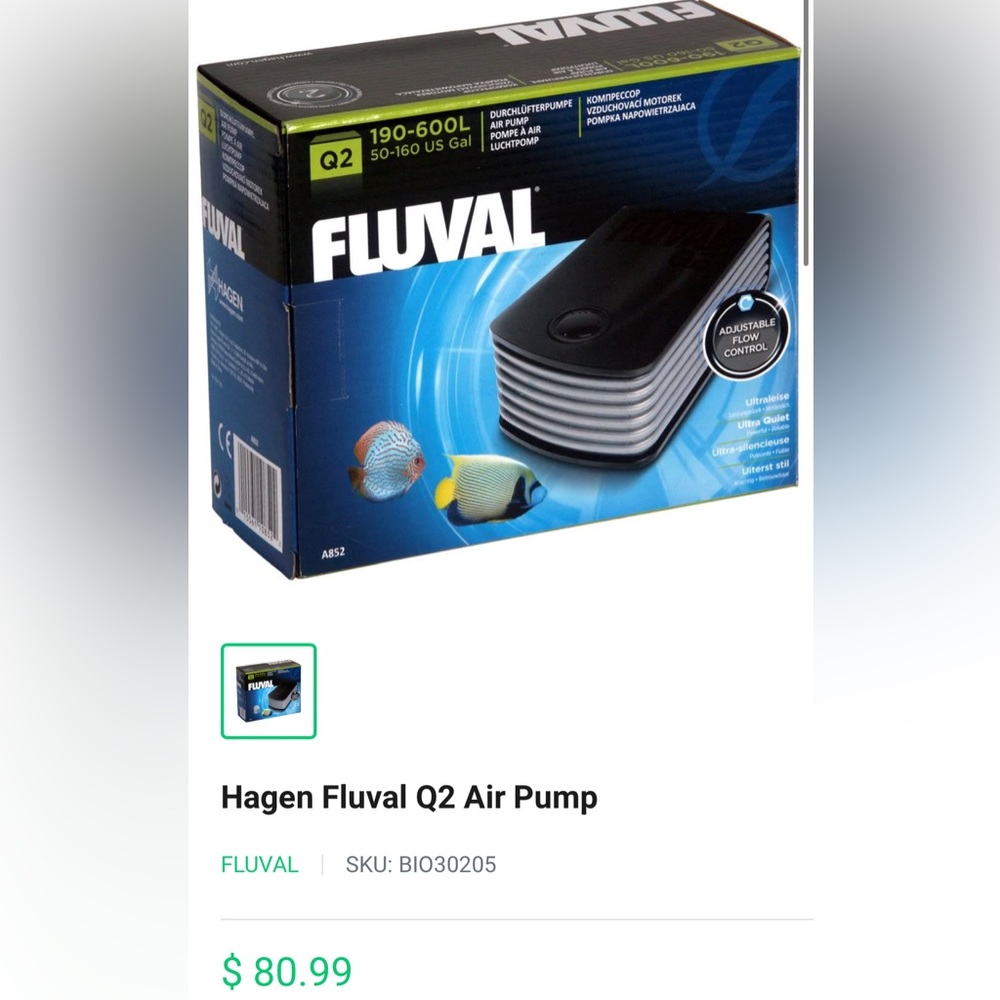 Fluval Q2 air pump for aquarium